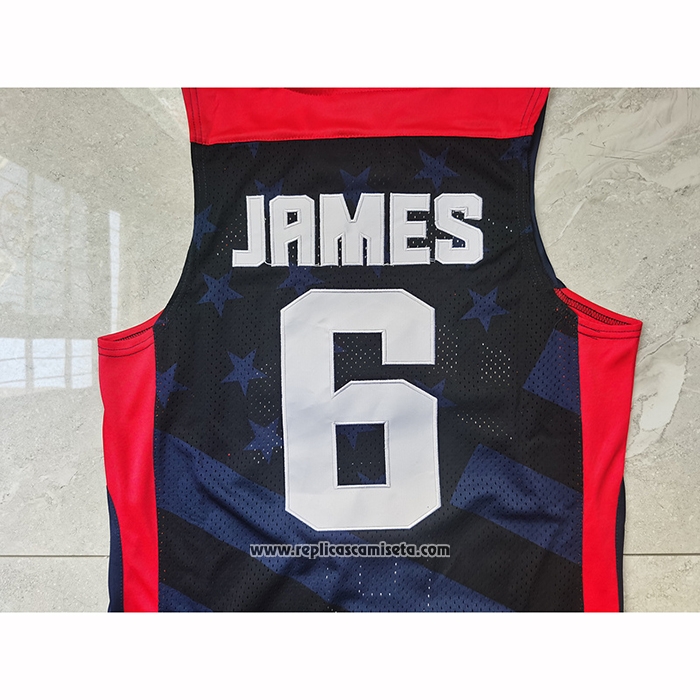 Camiseta USA 2012 Lebron James #6 Negro